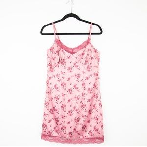 Wild Fable Pink Floral Lace Trim Slip Dress